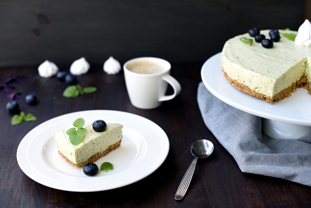Ostekake med lime, pistasj og avokado